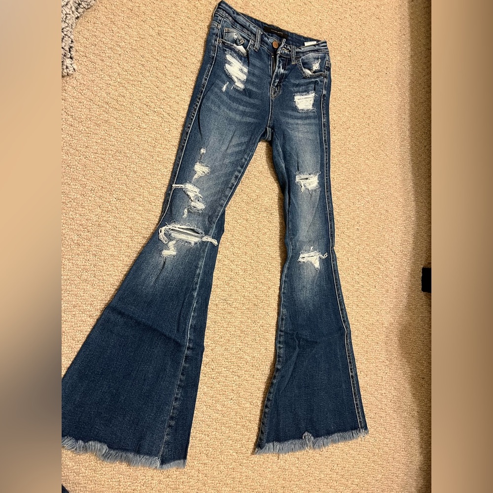 Buckle flare jeans